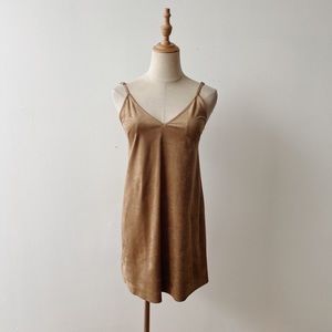 ARITZIA WILFRED Faux Suede Tan Mini Skip Dress XS